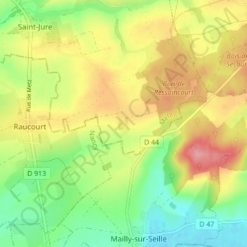 Ressaincourt topographic map, elevation, terrain
