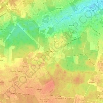 Le Petit Bordeaux topographic map, elevation, terrain