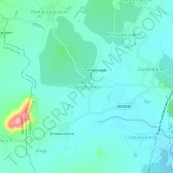 Cheedivalasa topographic map, elevation, terrain