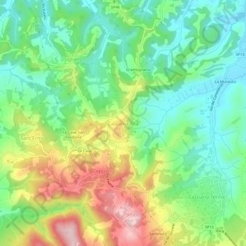 Casciana Alta topographic map, elevation, terrain