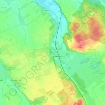 Walleshausen topographic map, elevation, terrain