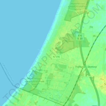 Skummeslövsstrand topographic map, elevation, terrain