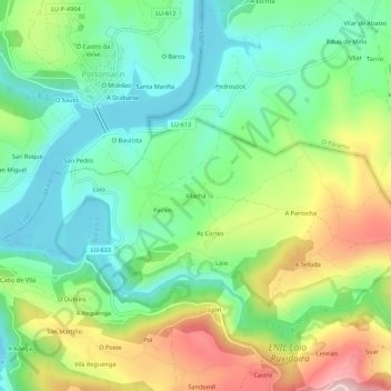 Vilachá topographic map, elevation, terrain