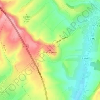 Mont Voyenne topographic map, elevation, terrain