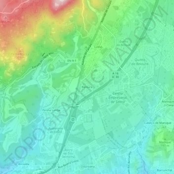 Beloura topographic map, elevation, terrain