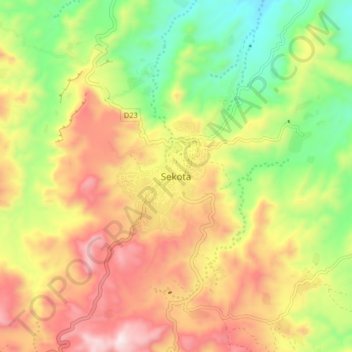 Sekota topographic map, elevation, terrain