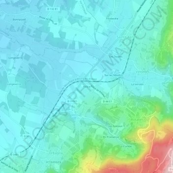 Paisia topographic map, elevation, terrain