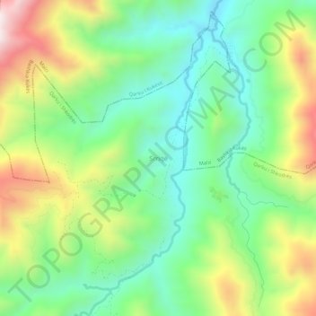Srriqë topographic map, elevation, terrain