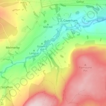 Caldbergh topographic map, elevation, terrain