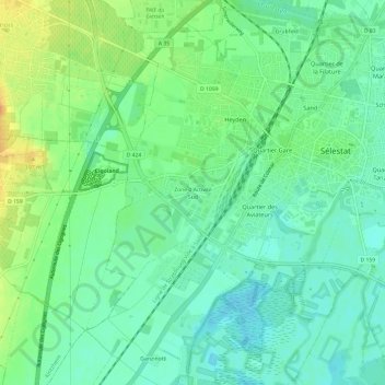 Zone d'Activité Sud topographic map, elevation, terrain