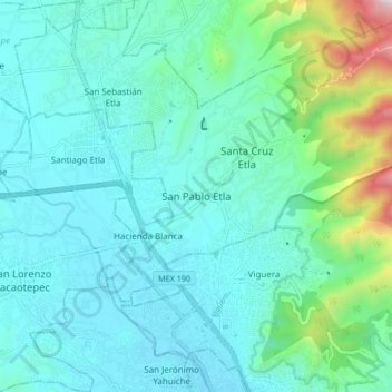 San Pablo Etla topographic map, elevation, terrain