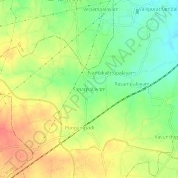 Sanarpalayam topographic map, elevation, terrain