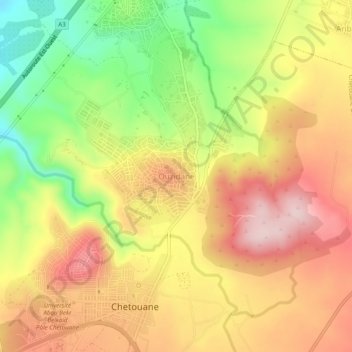 Ouzidane topographic map, elevation, terrain