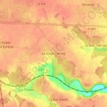 Le Haut Cierrey topographic map, elevation, terrain