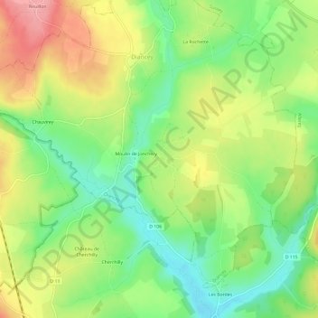 Jonchery topographic map, elevation, terrain