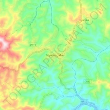 Nyamagabe topographic map, elevation, terrain