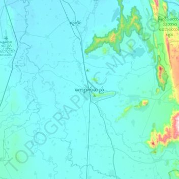 Kyaukse topographic map, elevation, terrain
