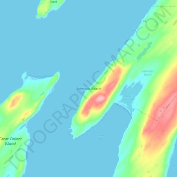 Admirals Beach topographic map, elevation, terrain