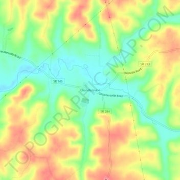 Chandlersville topographic map, elevation, terrain