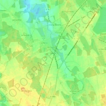 Chavany topographic map, elevation, terrain