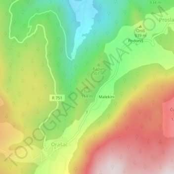 Tuk topographic map, elevation, terrain