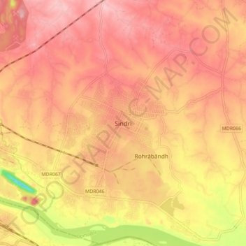 Sindri topographic map, elevation, terrain