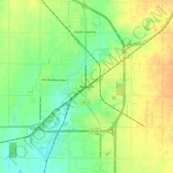 Newton topographic map, elevation, terrain