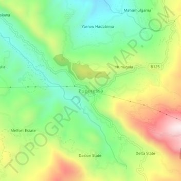 Pupuressa topographic map, elevation, terrain