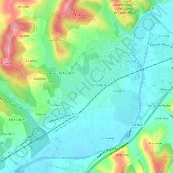 Beaulieu topographic map, elevation, terrain