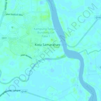 Kampung Muara Tuang topographic map, elevation, terrain