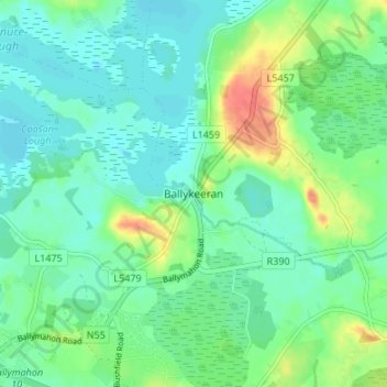 Ballykeeran topographic map, elevation, terrain