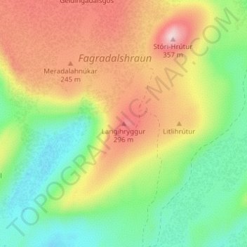 Langihryggur topographic map, elevation, terrain