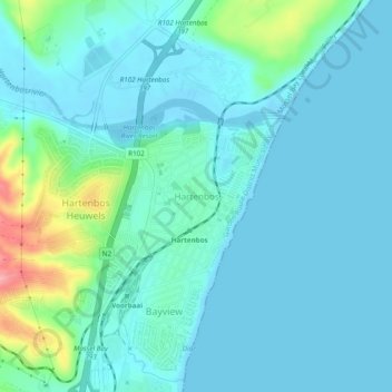 Hartenbos topographic map, elevation, terrain