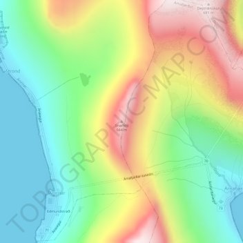 Snæfelli topographic map, elevation, terrain