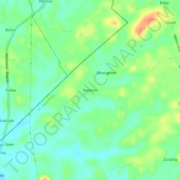 Neekon topographic map, elevation, terrain