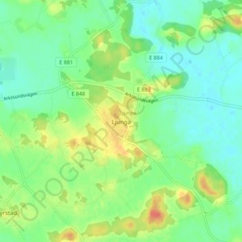 Ljunga topographic map, elevation, terrain