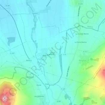 Le Coin topographic map, elevation, terrain