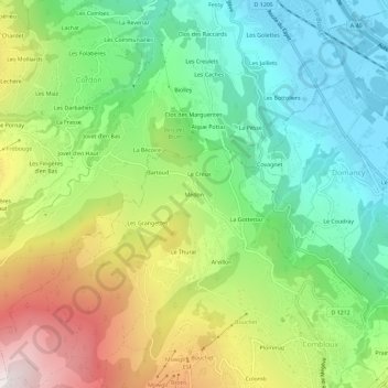 Médon topographic map, elevation, terrain