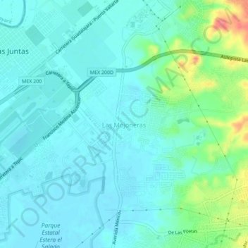 Las Mojoneras topographic map, elevation, terrain