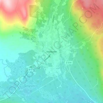 Vemdalen topographic map, elevation, terrain