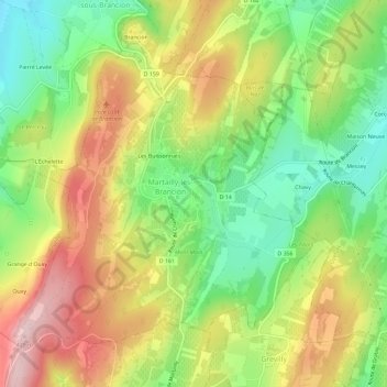 Mollard topographic map, elevation, terrain