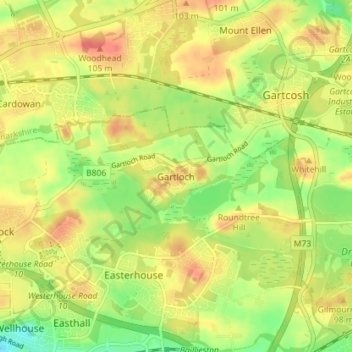 Gartloch topographic map, elevation, terrain