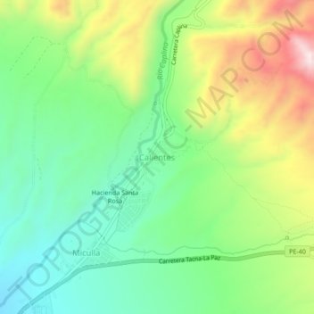 Calientes topographic map, elevation, terrain