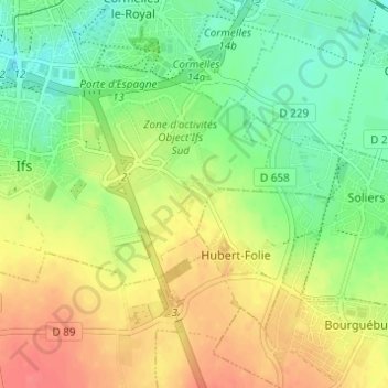 Bras topographic map, elevation, terrain