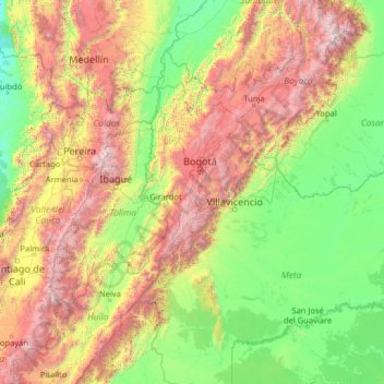 Hauptstadtdistrikt Bogotá topographic map, elevation, terrain