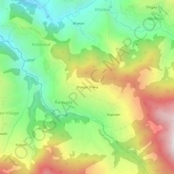 Thakuri Thana topographic map, elevation, terrain