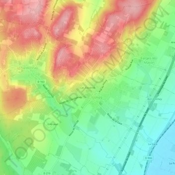 Les Ravières topographic map, elevation, terrain