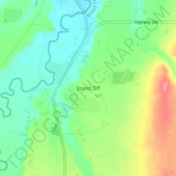 Stand Off topographic map, elevation, terrain