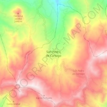 San Pedro de Cartago topographic map, elevation, terrain