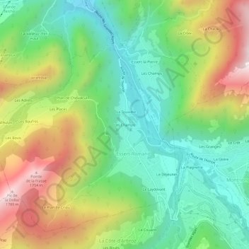 Les Champs topographic map, elevation, terrain